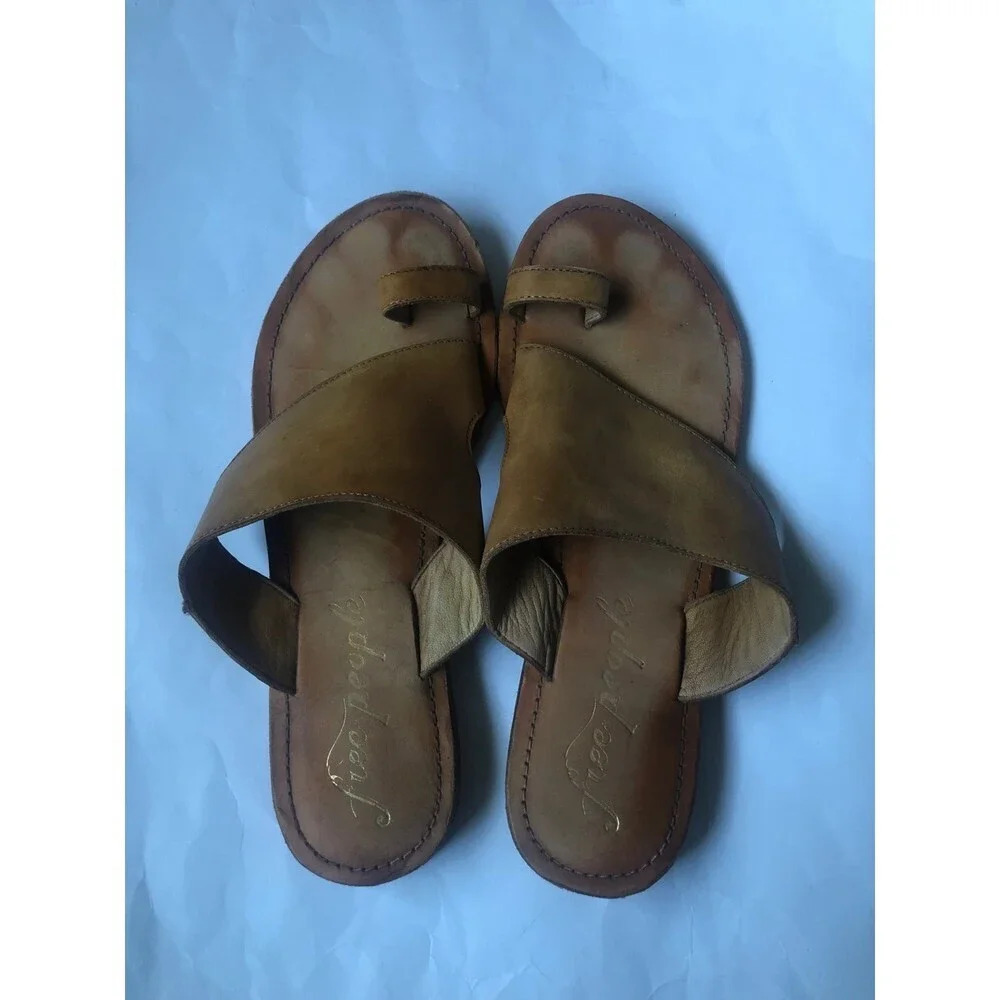 Free People Sant Antoni Leather Slide Sandals